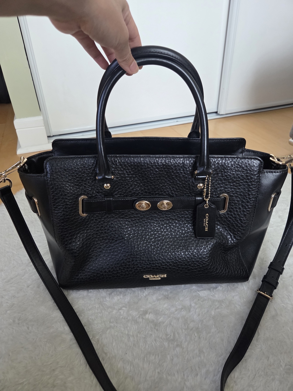Coach Black Blake Carryall Pebbled Leather Bag - Picture 6 of 10
